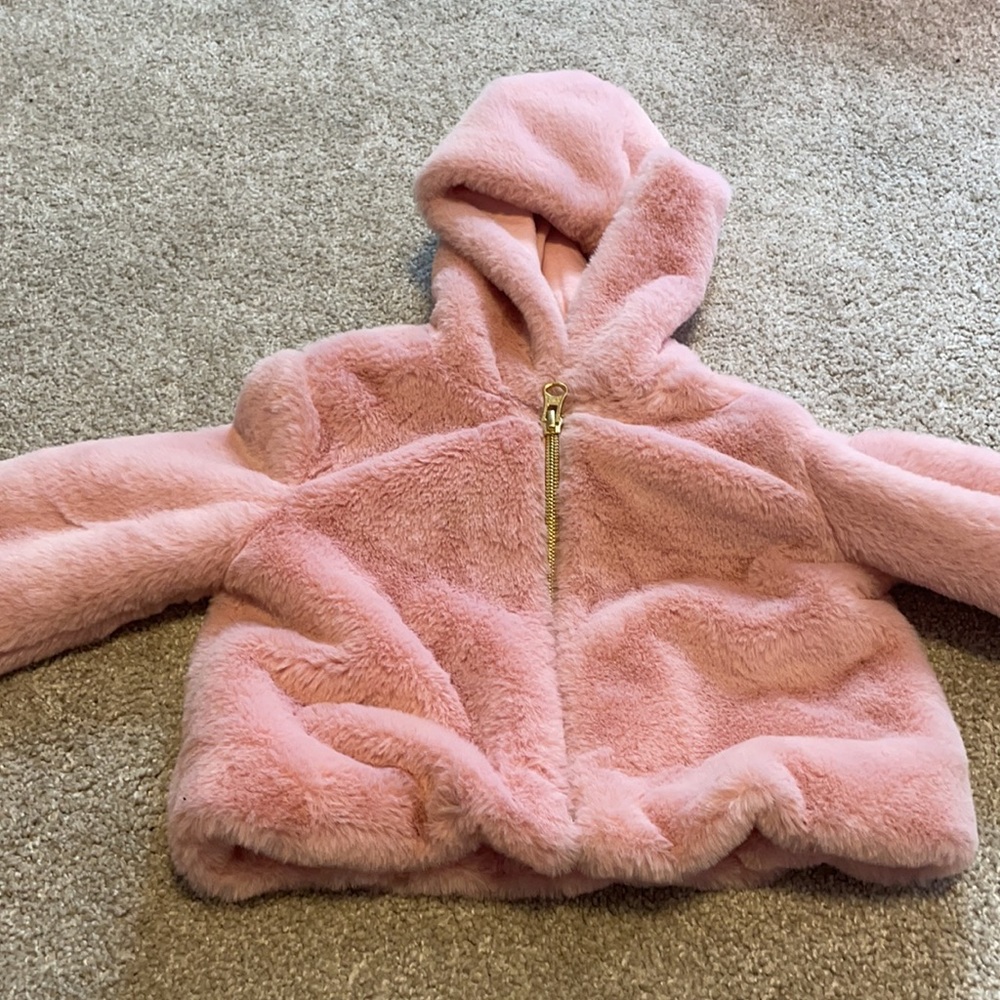osh kosh warm faux fur pink zip up